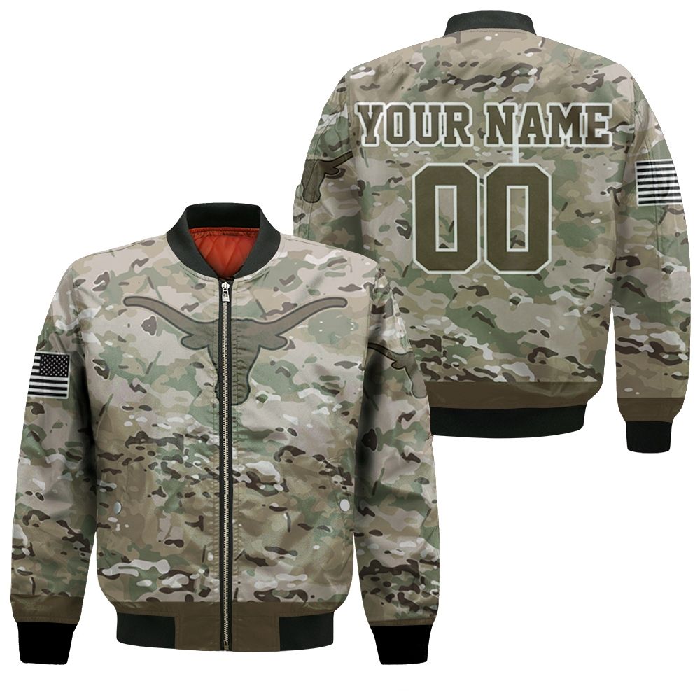 Texas Longhorns Camouflage Pattern 3d Personalized Bomber Jacket Tshirt