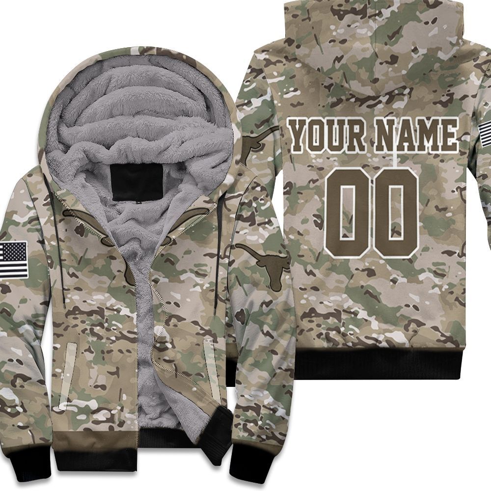 Texas Longhorns Camouflage Pattern 3d Personalized Unisex Fleece Hoodie Size Up To 6xl