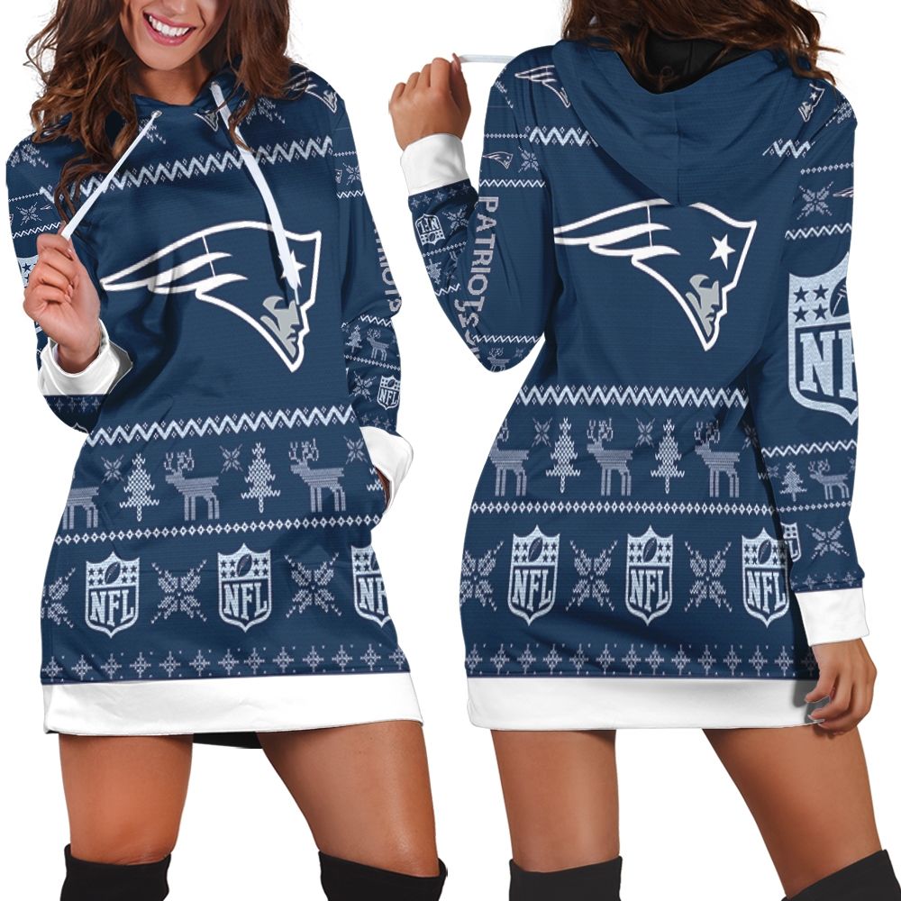 New England Patriots Ugly Sweatshirt Christmas 3d Back Hoodie Dress