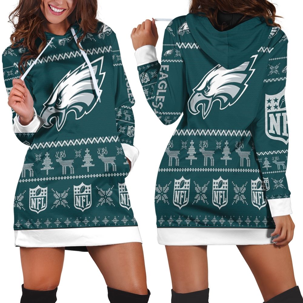 Philadelphia Eagles Ugly Sweatshirt Christmas 3d Back Sleeveless Hoodie Dress