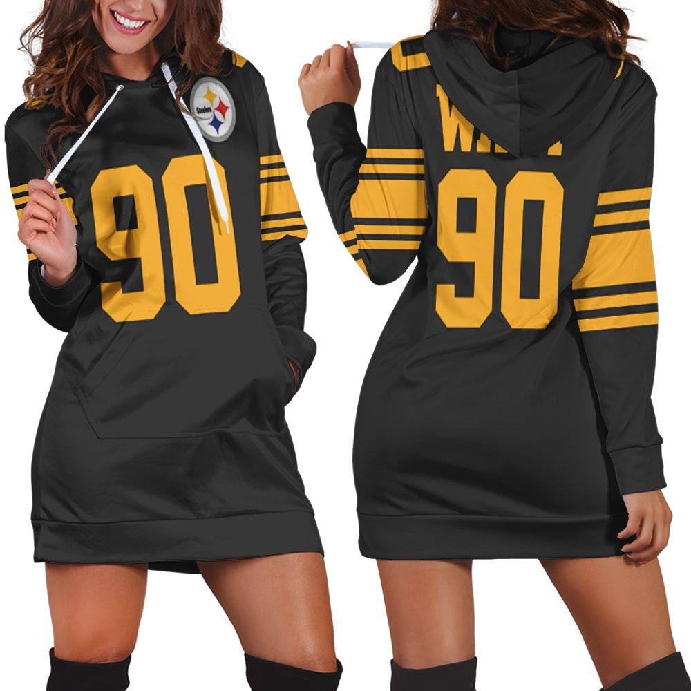 Pittsburgh Steelers Color Rush Limited T J Watt Jersey Inspired Hoodie Dress