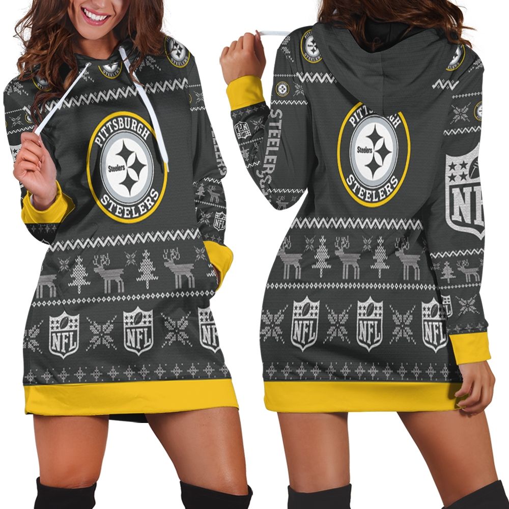Pittsburgh Steelers Ugly Sweatshirt Christmas 3d Back Sleeveless Hoodie Dress