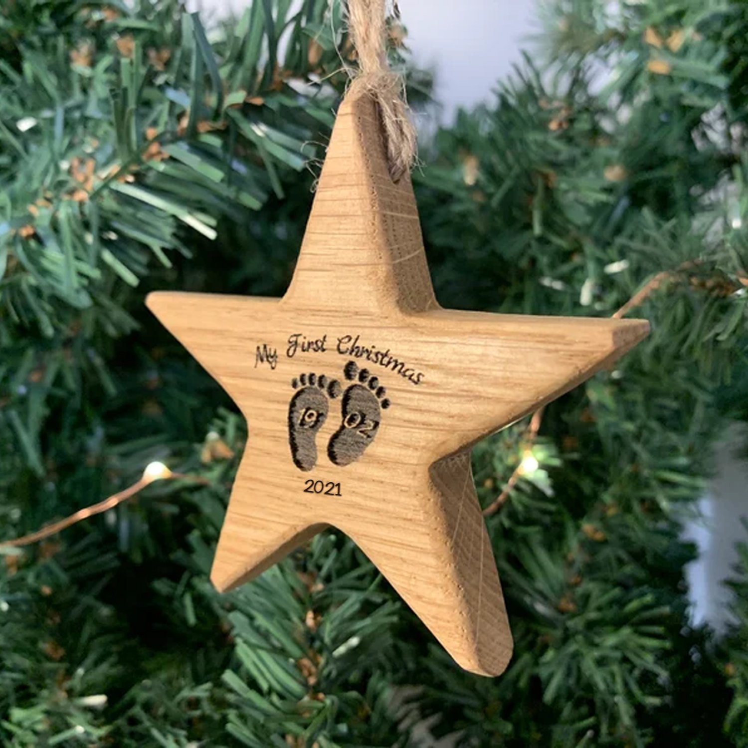 Personalized Baby First Christmas Wooden Ornament