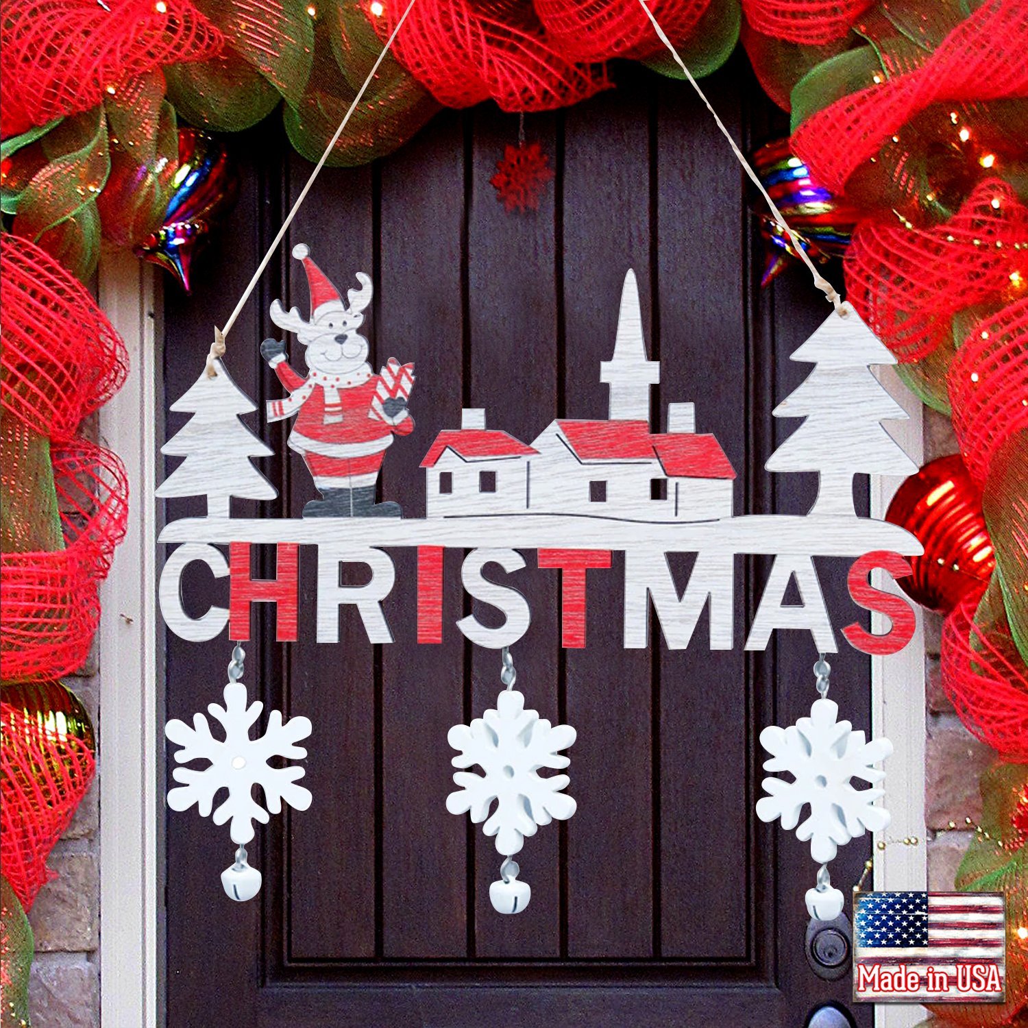 Christmas Wooden Santa Door Hanging Ornaments