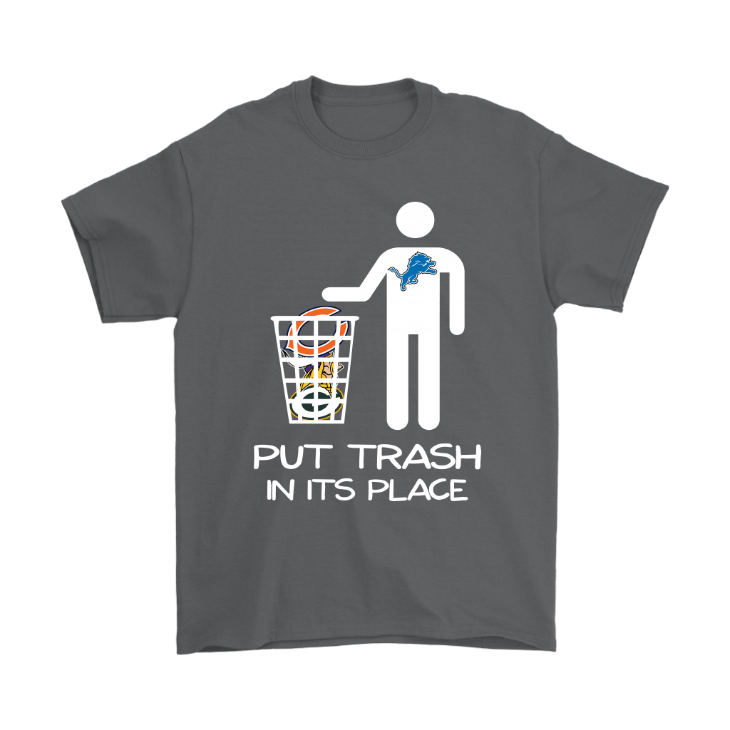 Detroit Lions Put Trash In Its Place Funny NFL Youth T-Shirt 