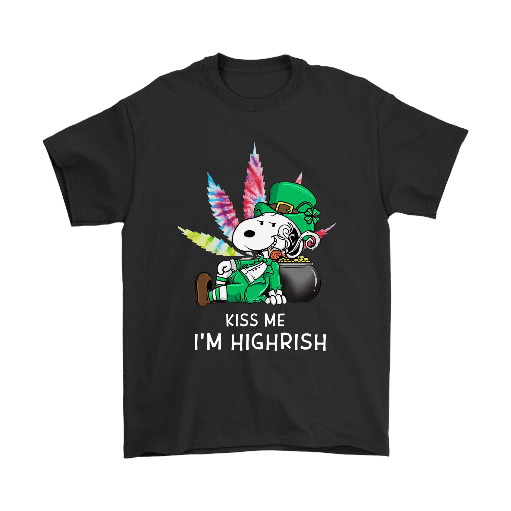 Kiss Me Im Highrish Weed Snoopy St Patrick Day Men Women T-shirt, Hoodie, Sweatshirt | Size Up To 6xl