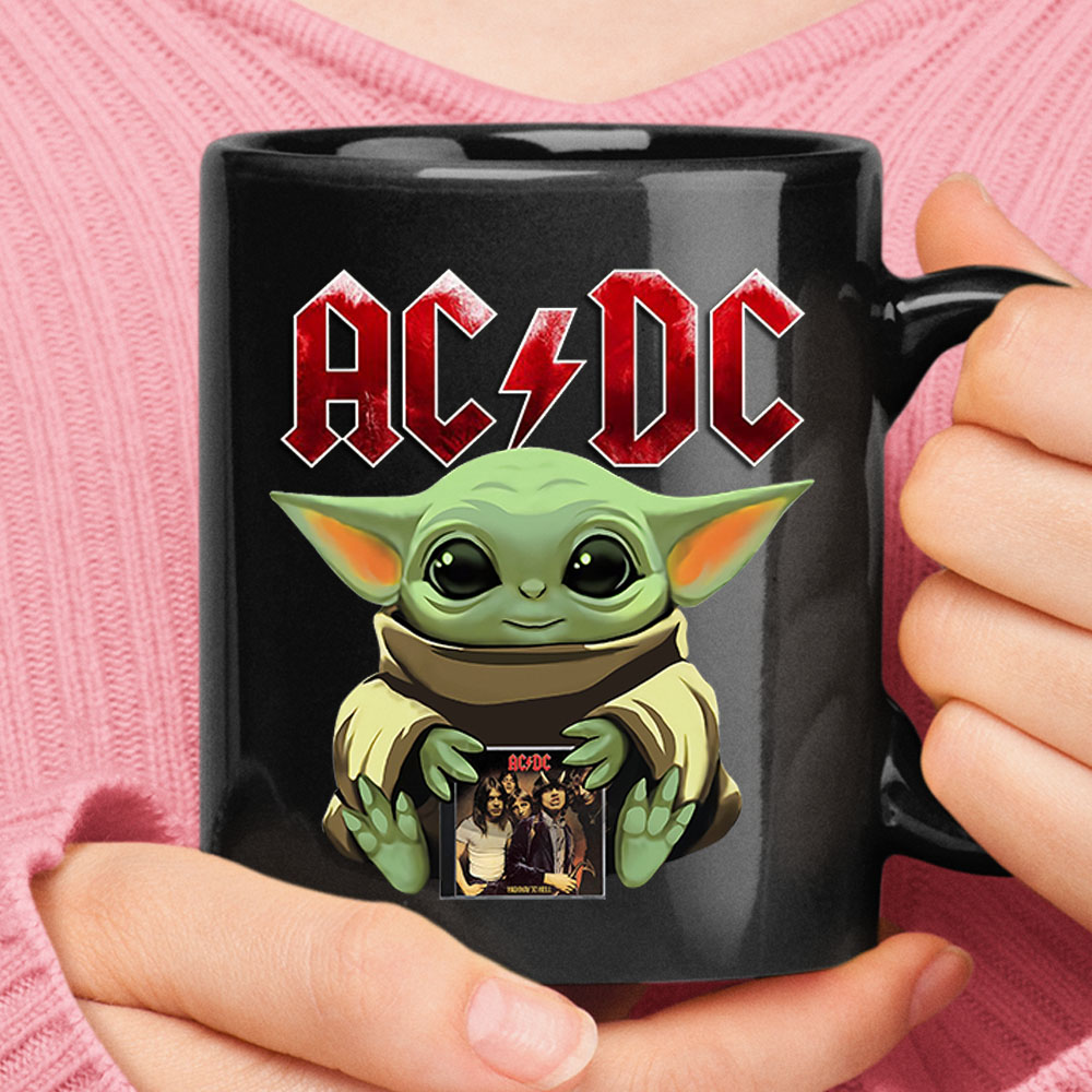 Baby Yoda Hugs Acdc Album Star Wars Mug – Ceramic Mug 11oz, 15oz