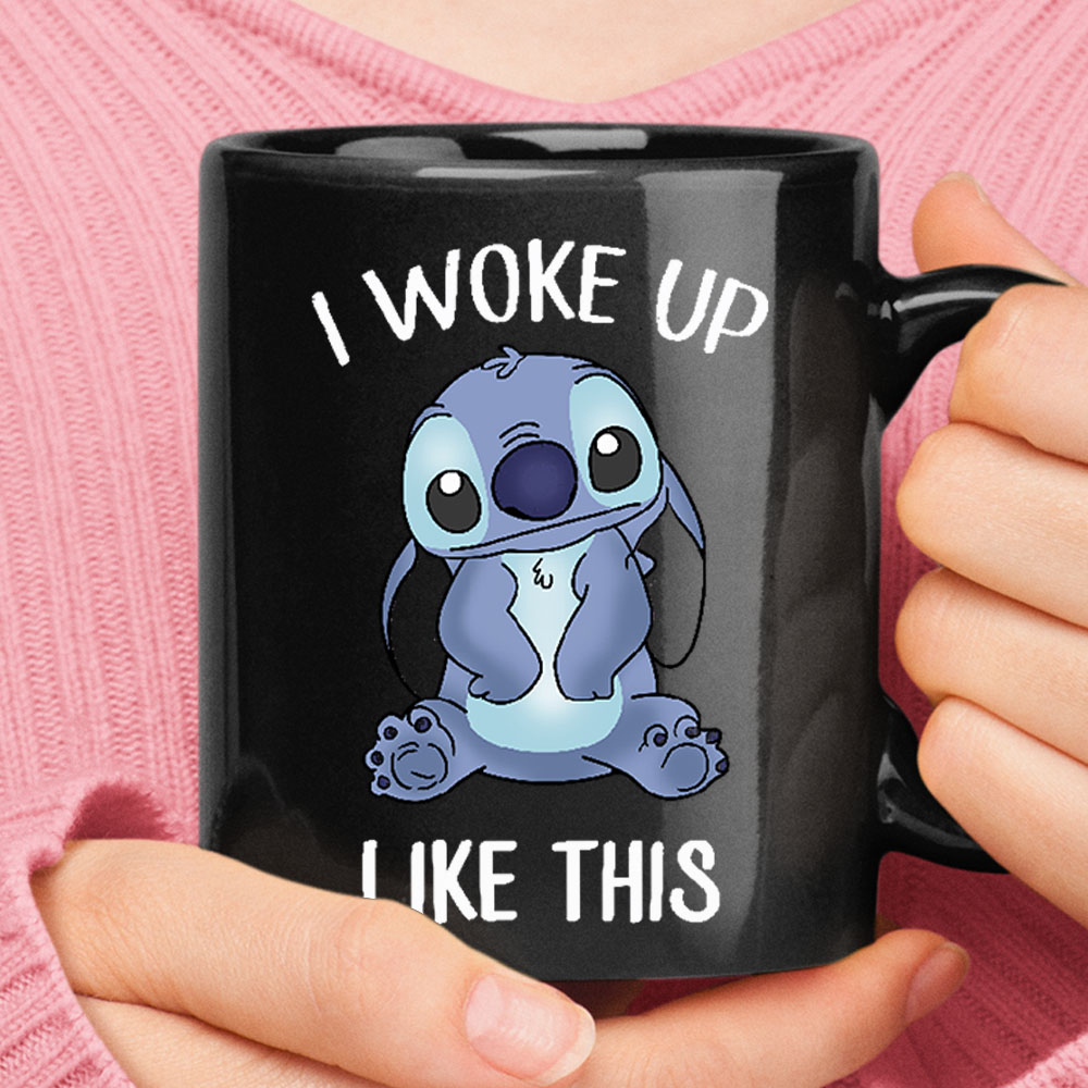 I Woke Up Like This Disney Cute Stitch Black Mug – Ceramic Mug 11oz, 15oz