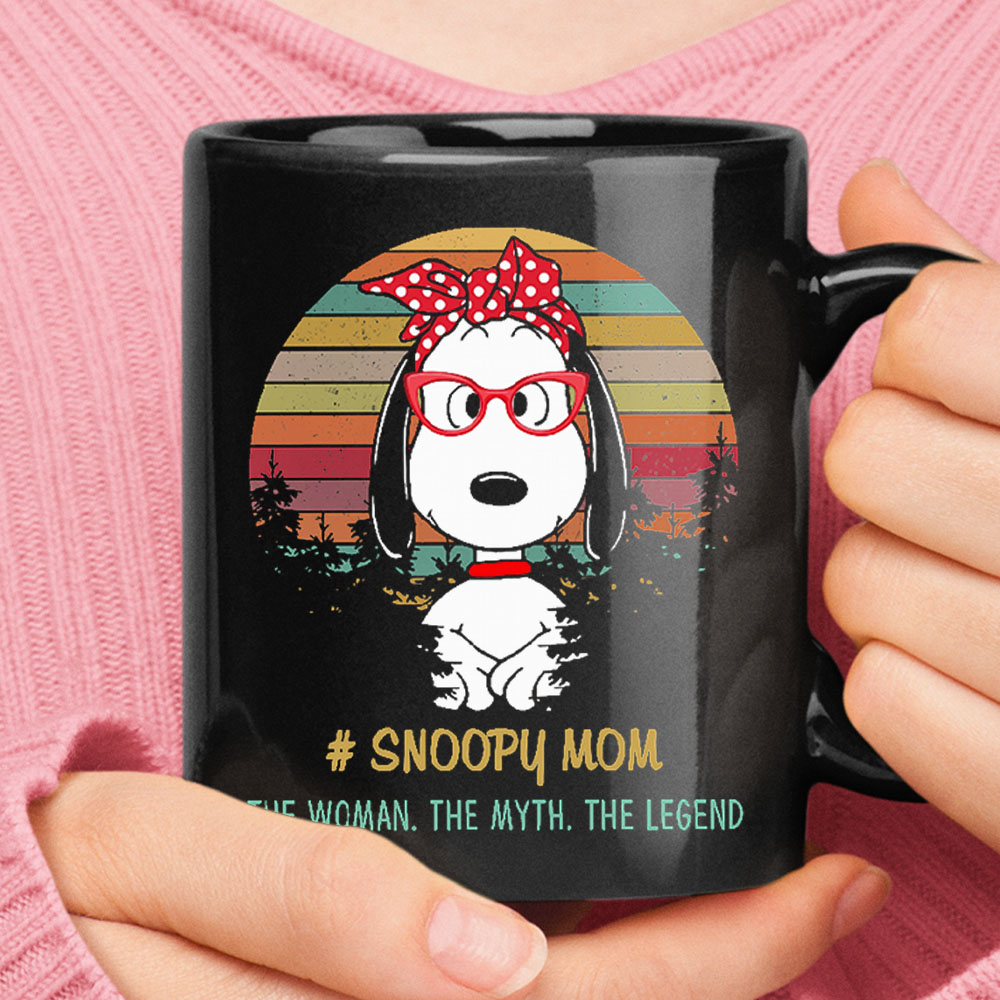 Snoopy Mom The Woman The Myth The Legend Vintage Black Mug – Ceramic Mug 11oz, 15oz