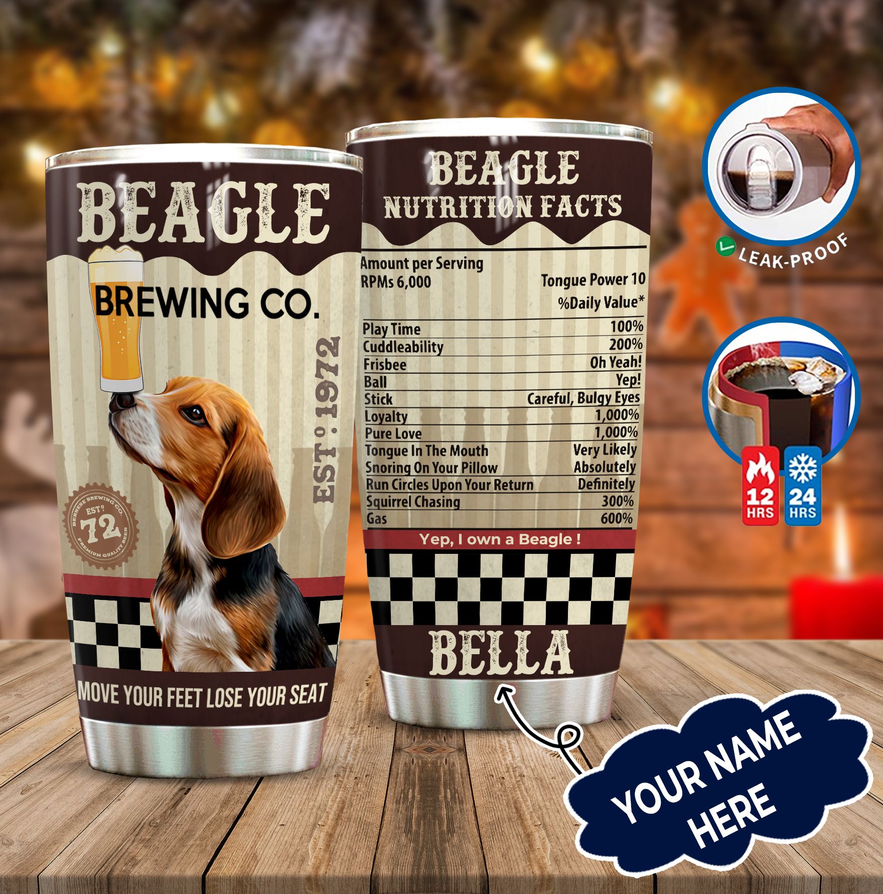 Beagle Personalized Tumbler