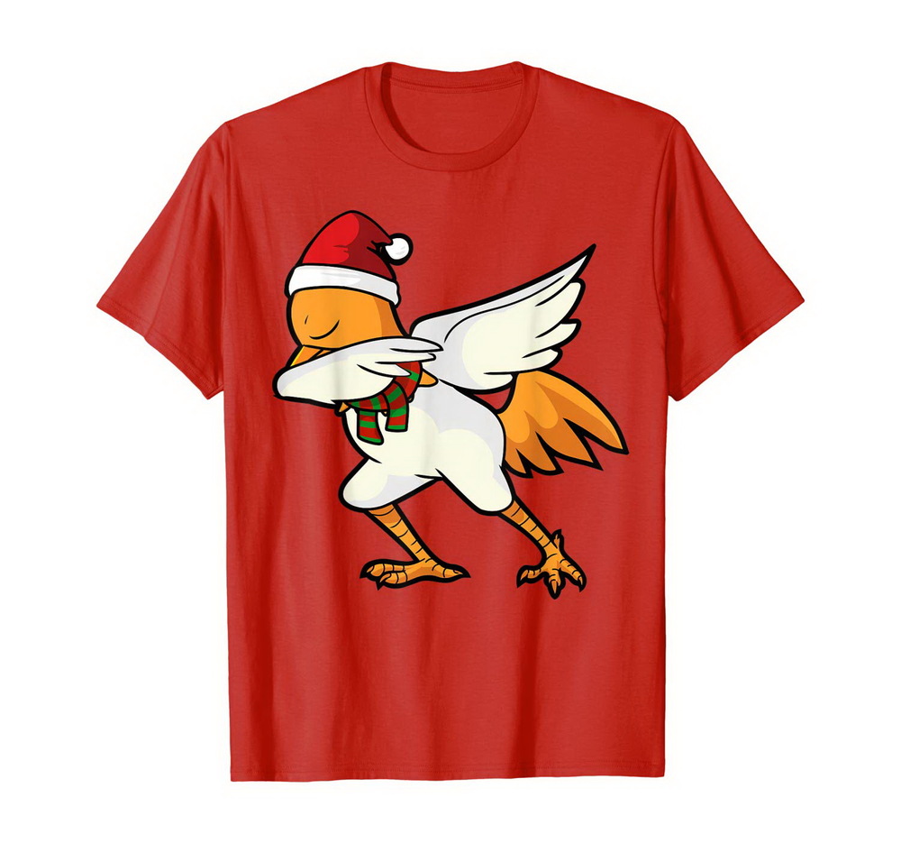 Dabbing Chicken Shirt Christmas Santa Hat Scarf Dab Tee New