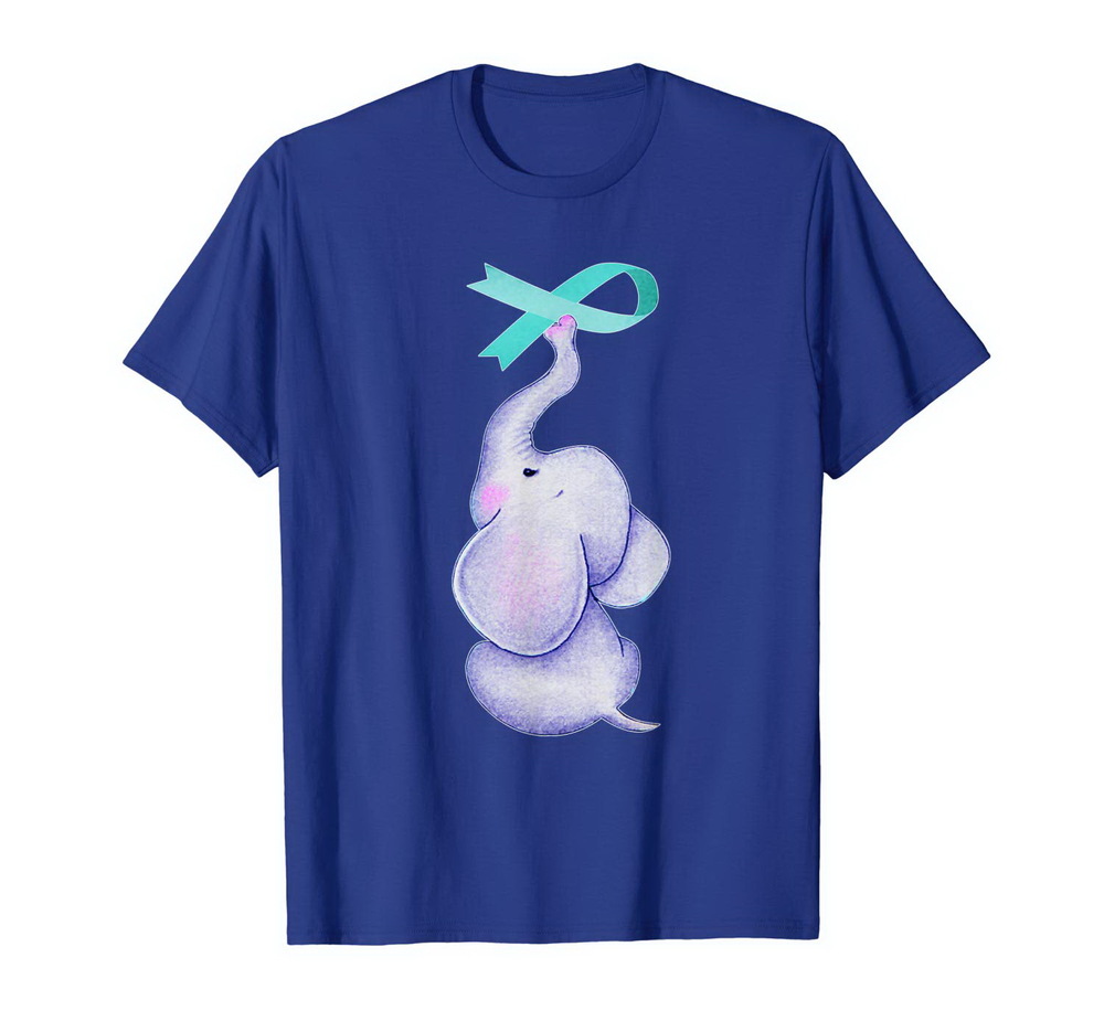 Ovarian Cancer Elephant Shirt Tea Ribbon Survivor Gift New
