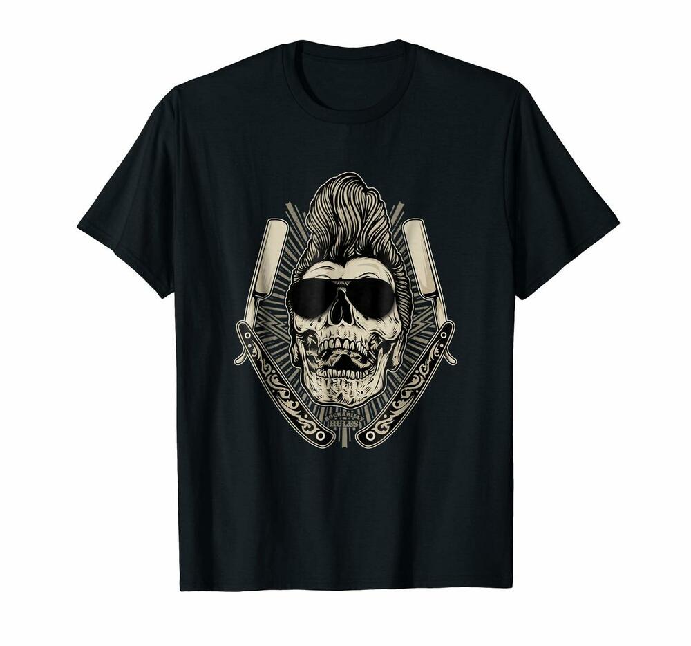 Rockabilly Skull Psychobilly Vintage Greaser Bikers T Shirt