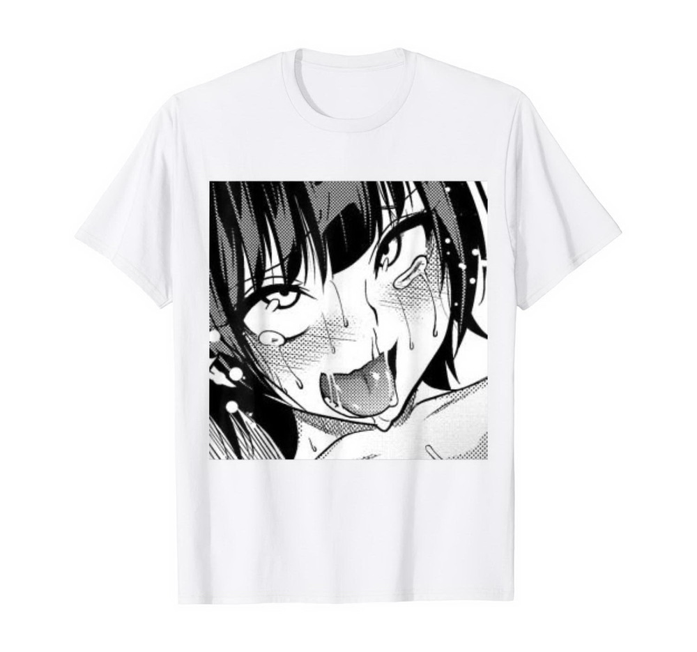  Ahegao Anime Girl With Tongue and Hands Out Weeb T