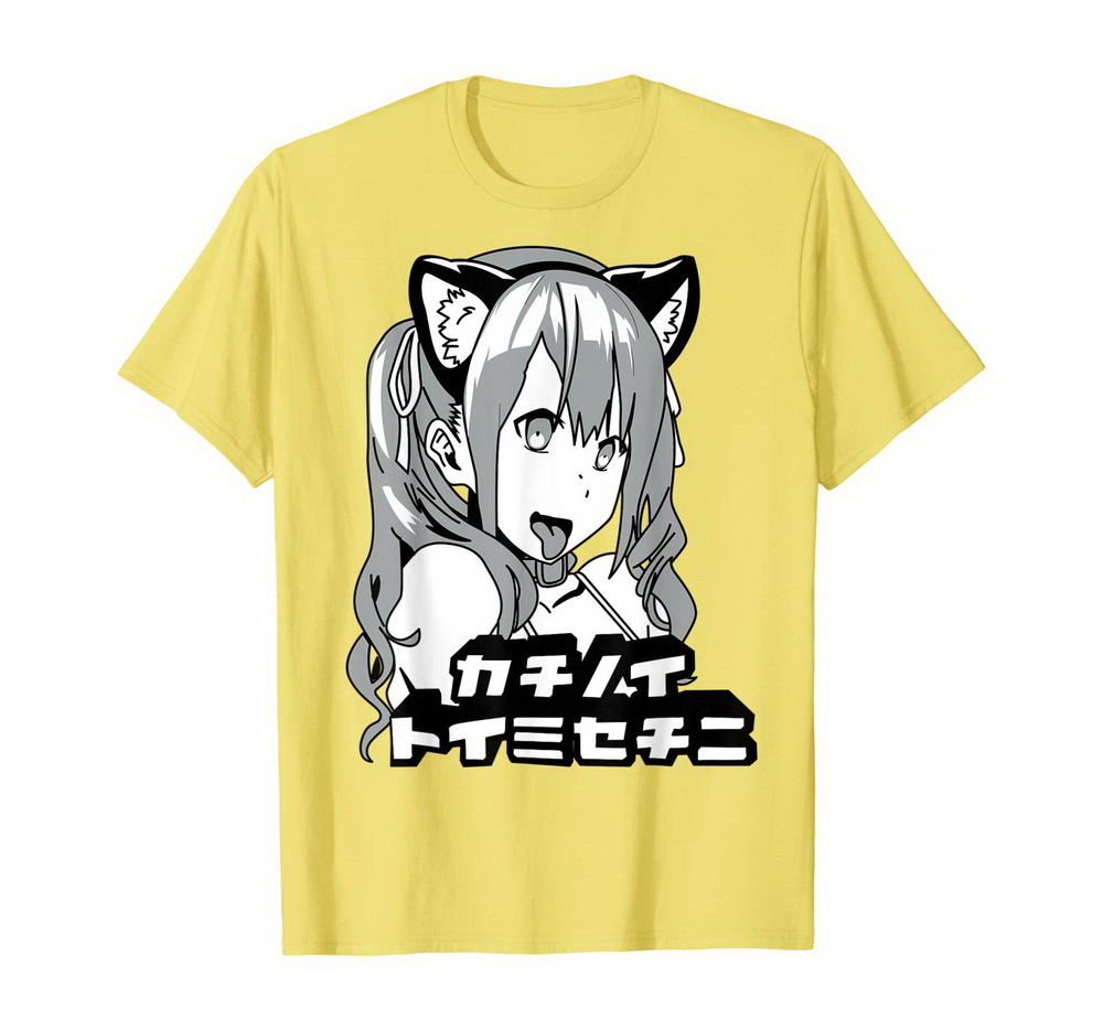 Anime Lewd Ahegao Neko Japanese Cat Ears Weaboo Foxy Sexy T-shirt ...