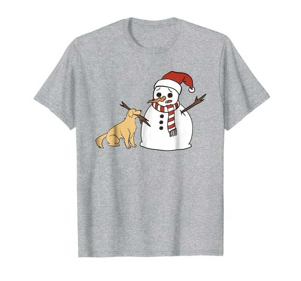 Golden Retriever With Snowman Christmas T-shirt, Hoodie, Sweatshirt Dog Shirt New
