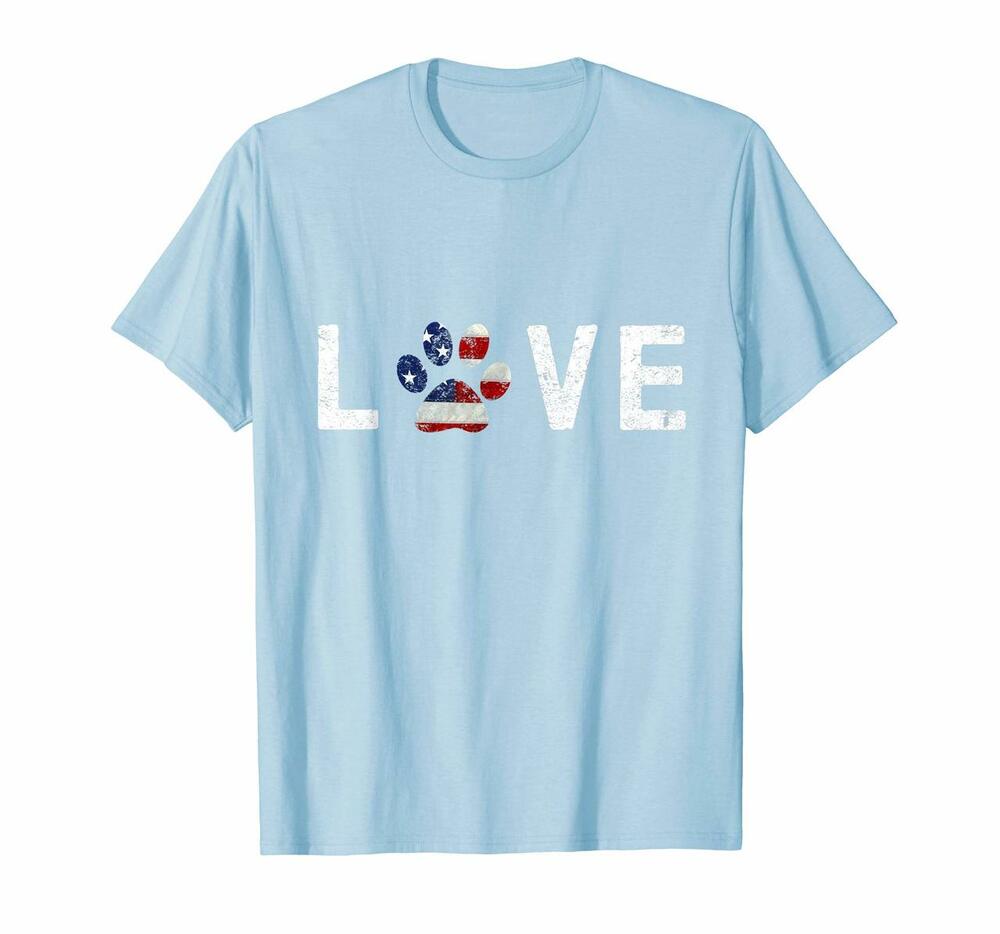 I Love Dogs Cats American Flag Paw Print Dog Cat T Shirt