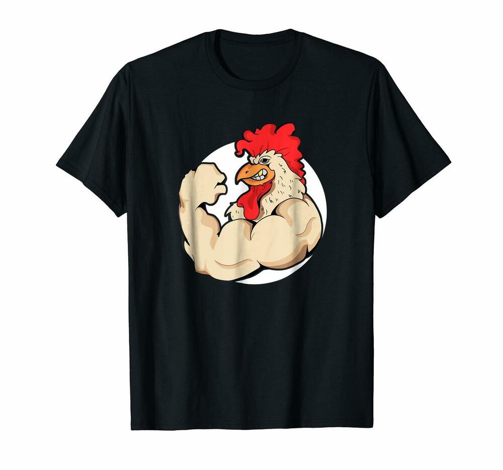 Mens Muscles Roosters Funny Chicken Shirt Training Mascots