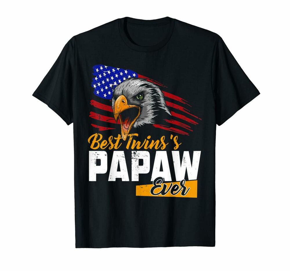 New Best Twins Papaw Ever 2021 Gift Shirt American Flag