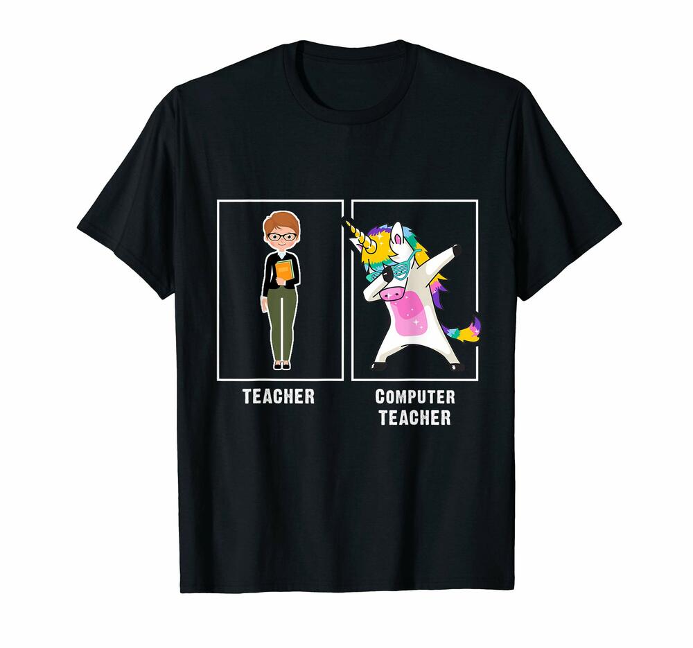 Computer Teacher Unicorn Dabbing Funny Shirt Back To School