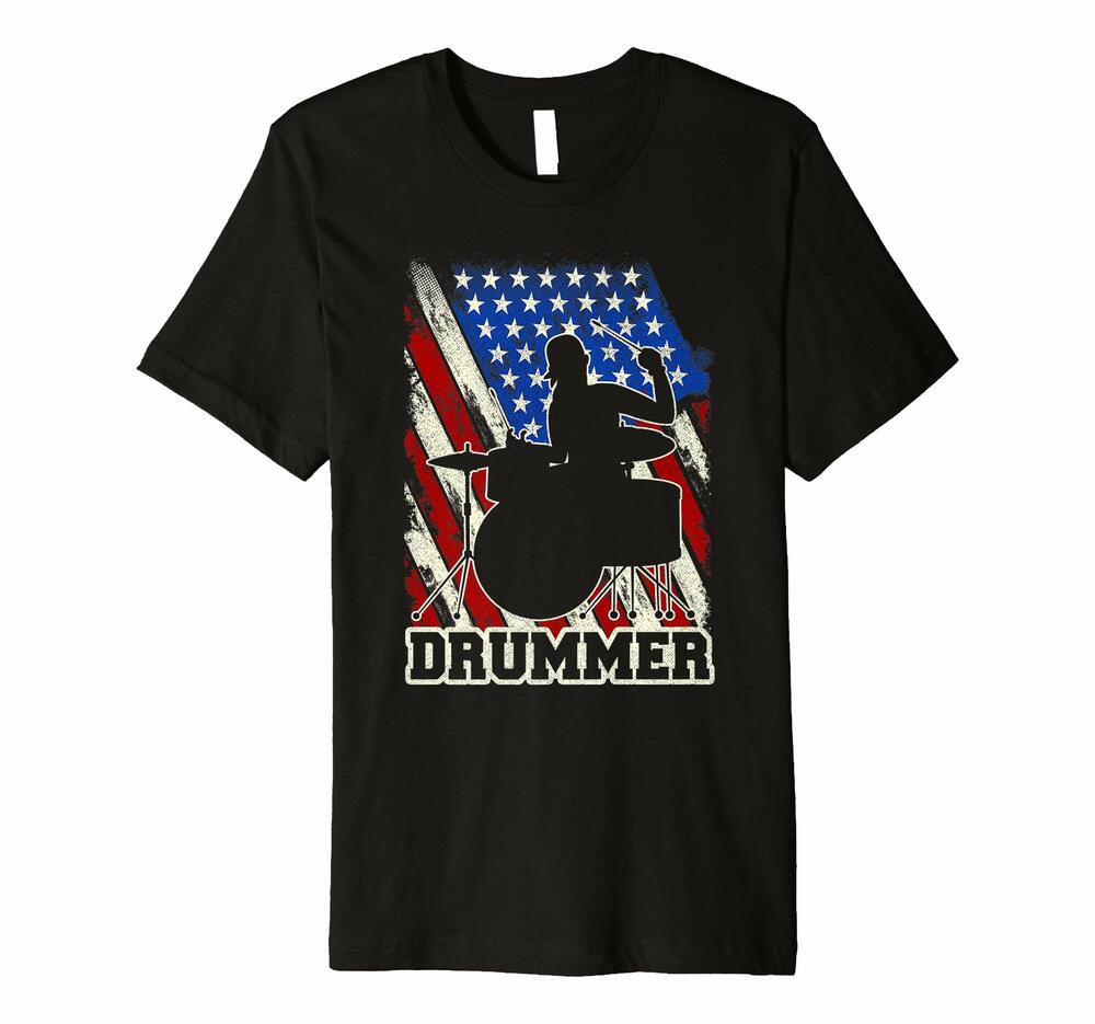 American Flag Drum Player T Shirt Percussion Music Gift Premium T-shirt ...