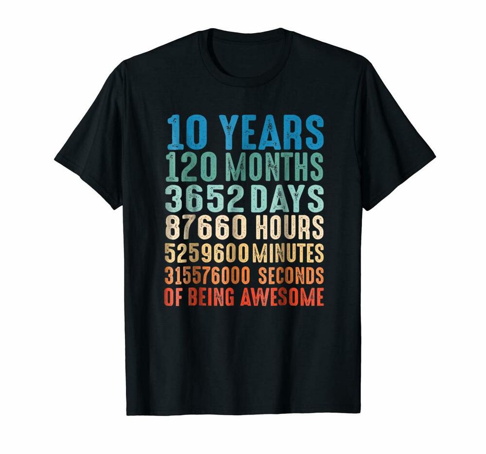 10 Years Old 10th Birthday Vintage Retro 120 Months Tshirt