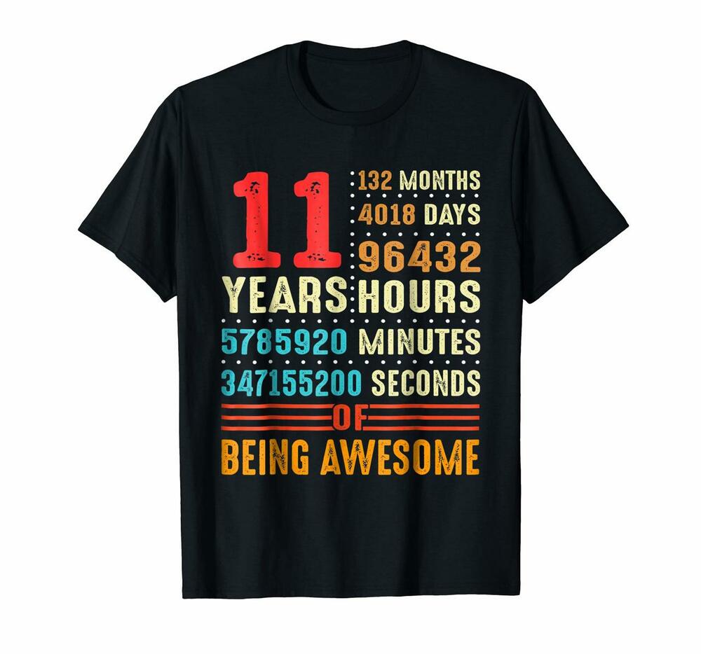 11 Years Old 11th Birthday Vintage Retro T Shirt 132 Months