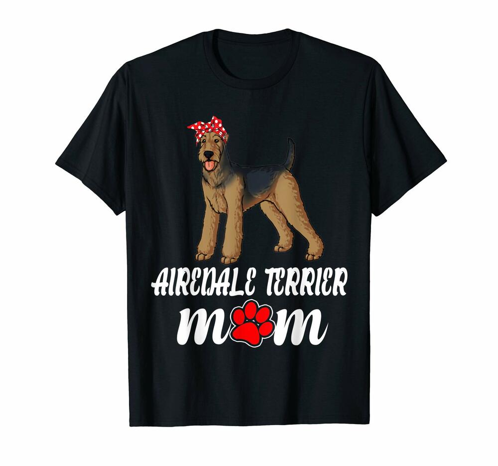 Airedale Terrier Dog Mom Wears Bandana T Shirt