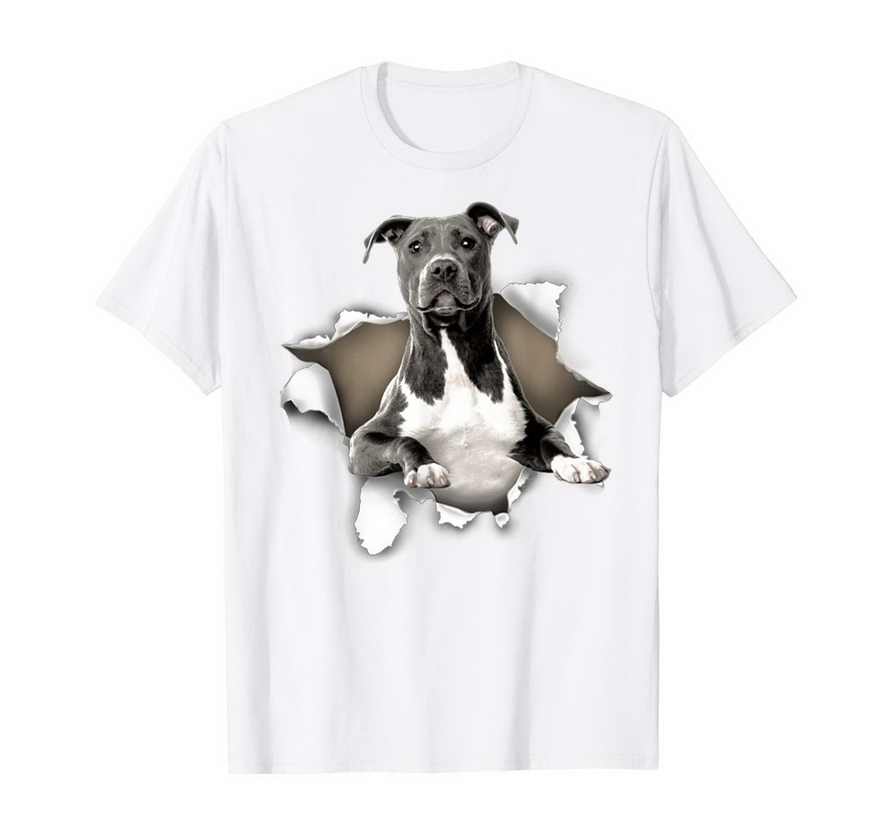 American Staffordshire Terrier Torn Dog Inside Hole Dog Mid T-shirt, Hoodie, Sweatshirt New