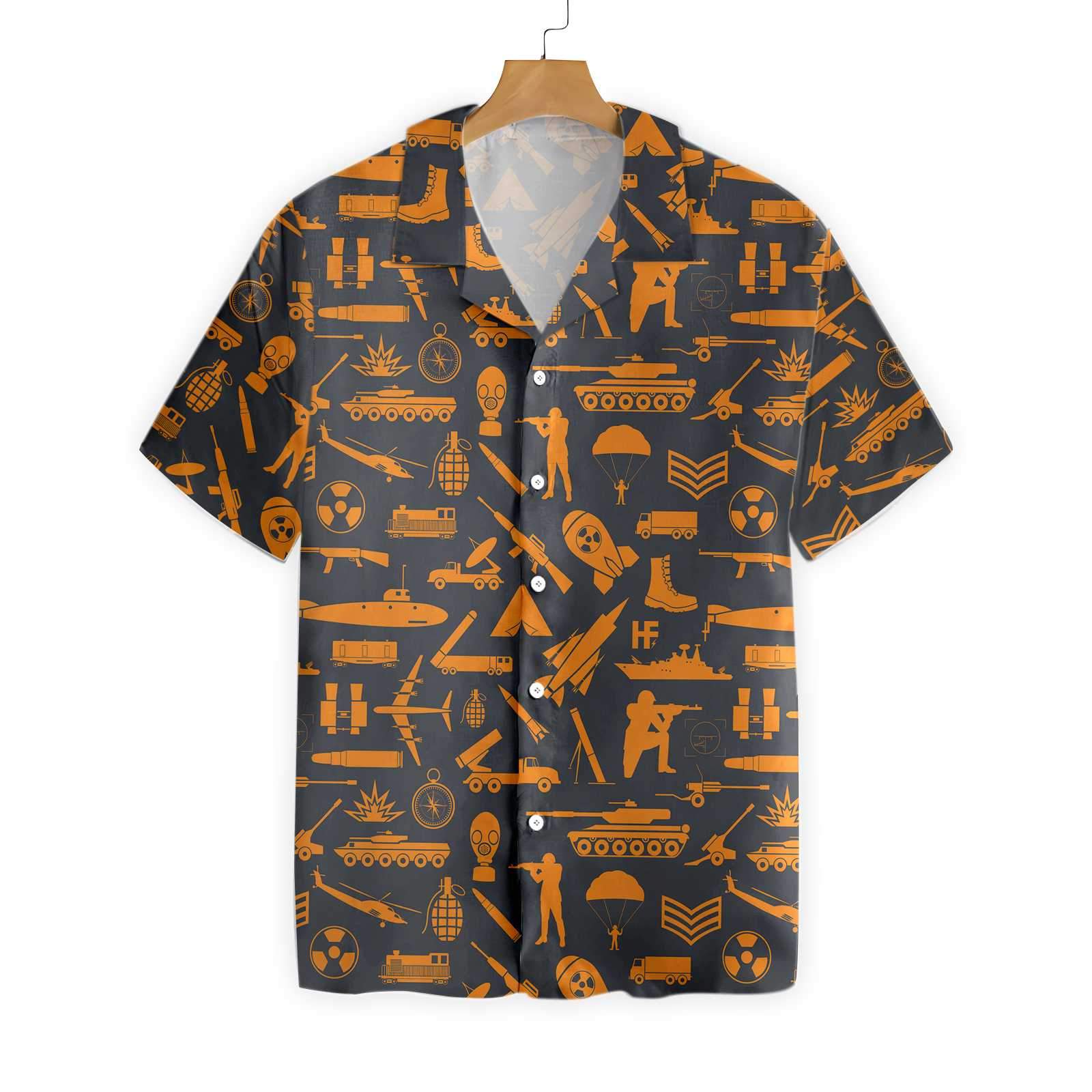 Gun Yellow Pattern Hawaiian Shirt