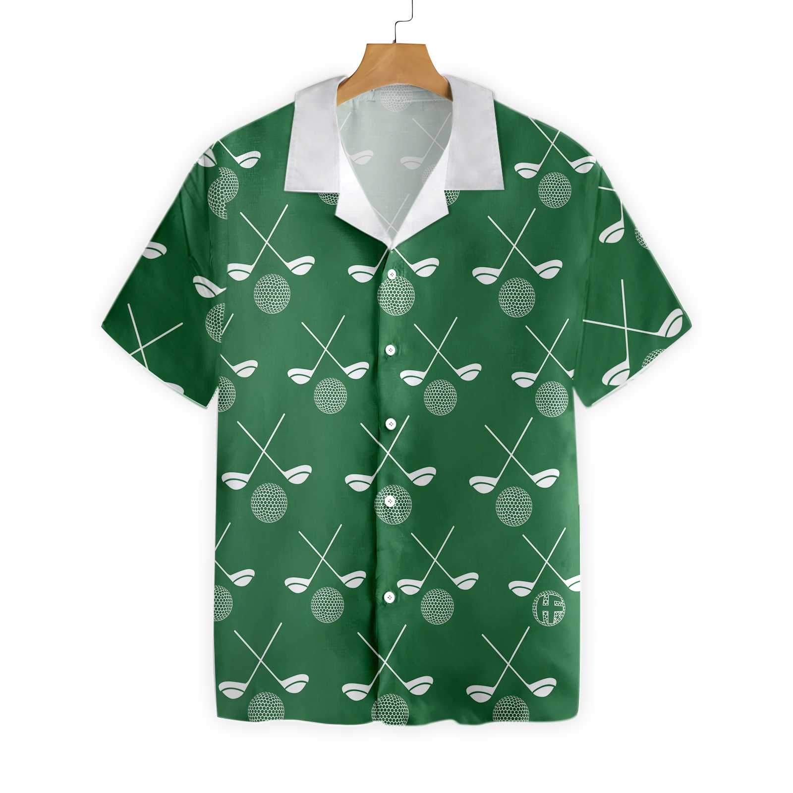 Golf White Pattern Green Background Akm24 0802 Hawaiian Shirt