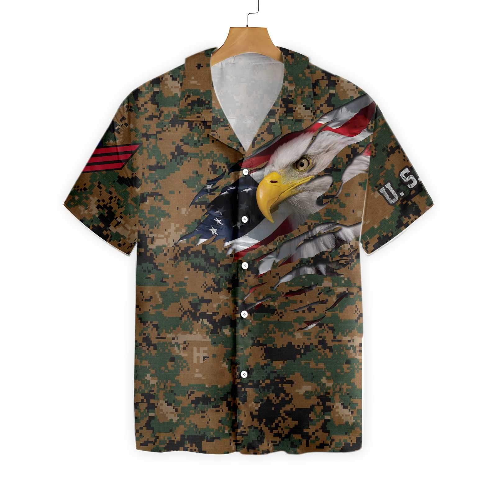 Veteran Proud Us Marine Camouflage Akm14 1401 Hawaiian Shirt