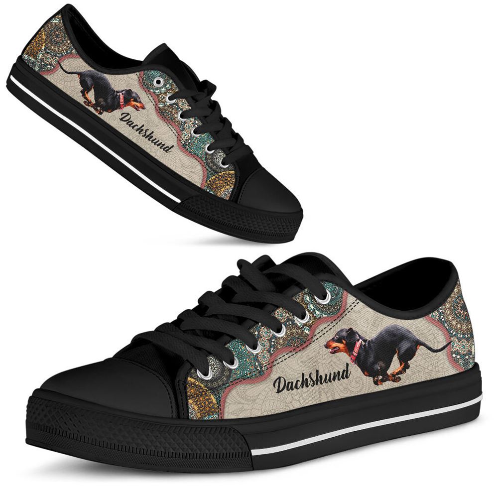Dachshund Mandala Lowtop 87 Sneakers For Adults Women And Men Floral Custom