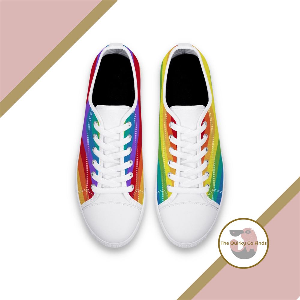 Rainbow Stripe Classic Low-top Canvas Shoes Lgbtq+ Pride Shoes Women39;s