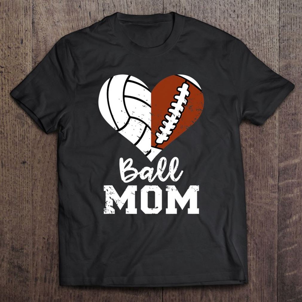Ball-mom-heart-funny-football-volleyball-mom Unisex T-shirt, Hoodie, Sweatshirt