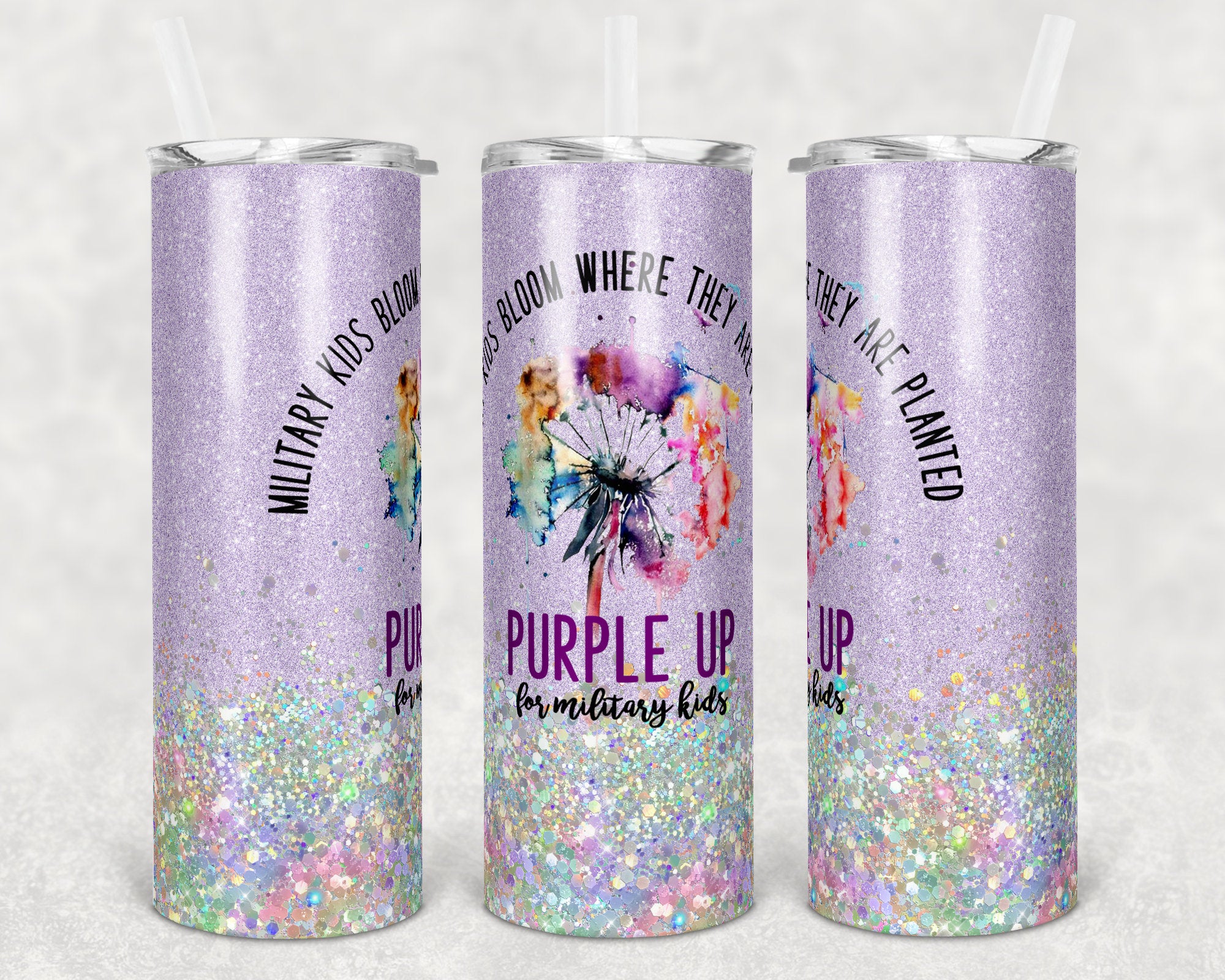 20 Oz Skinny Tumbler Military Kids Purple Up Month Of The Military ...