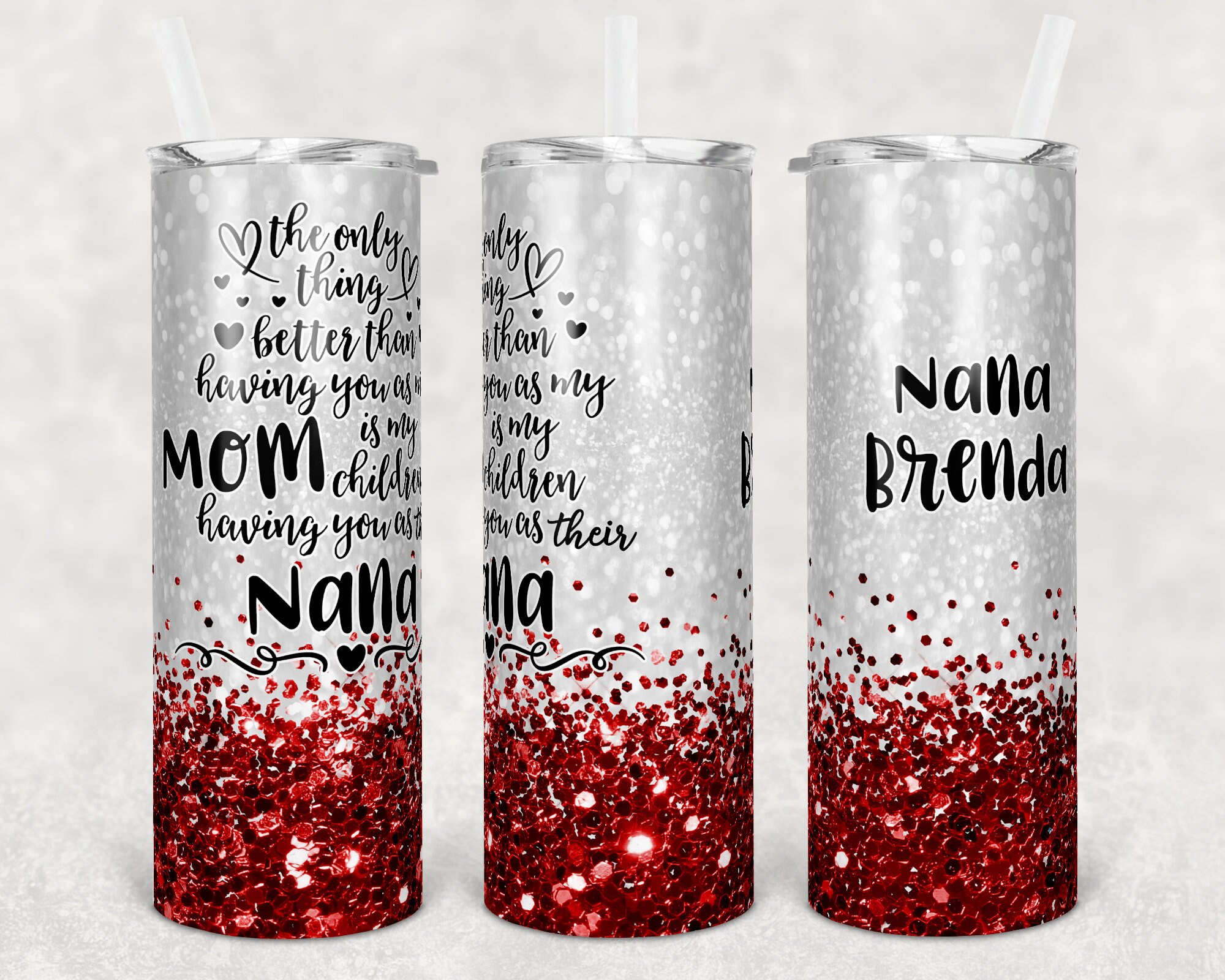 20 Oz Skinny Tumbler Glitter Red Only Thing Better Than You Being Mom Mothers Day Straight Warped