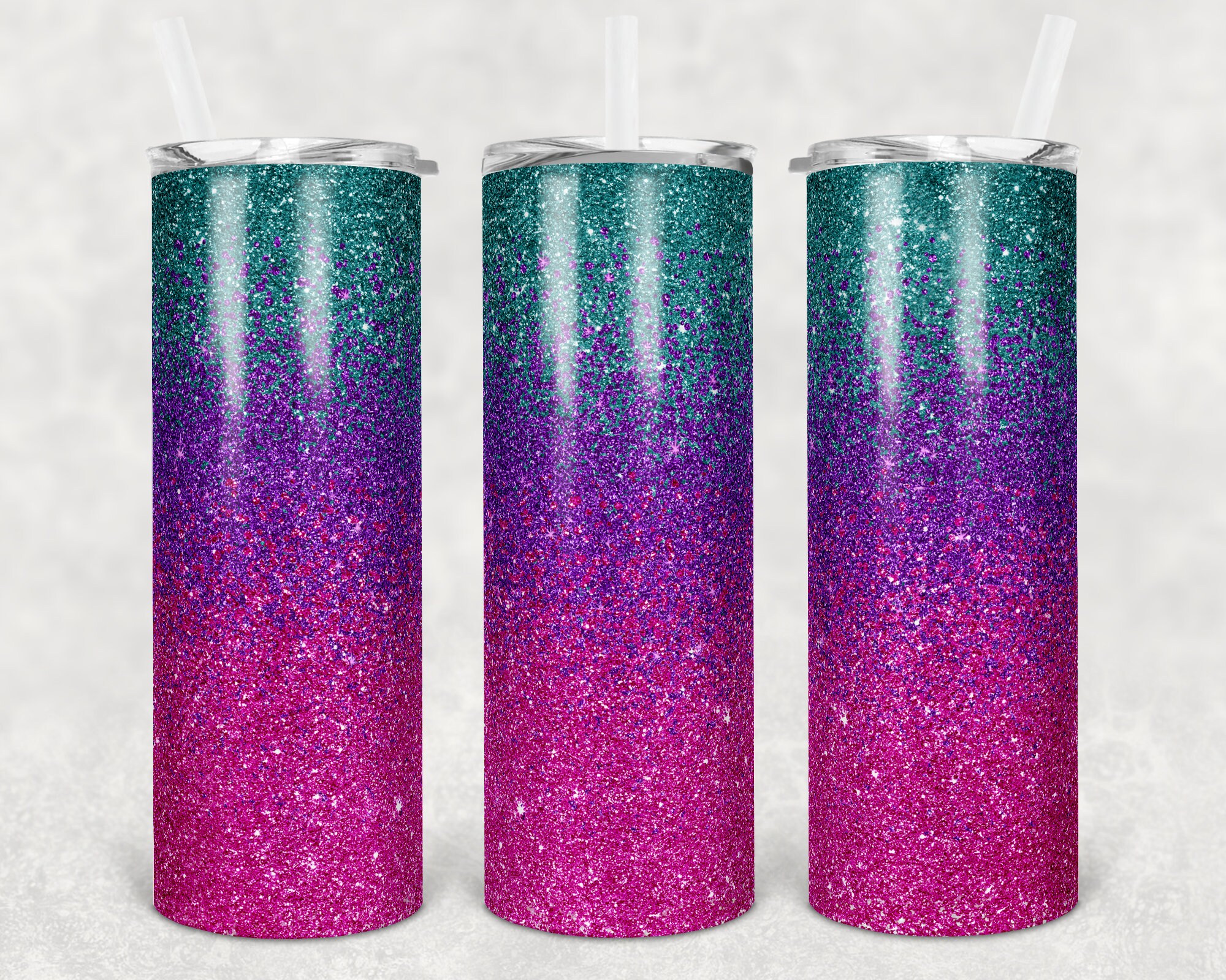 Pink, Teal Glitter Tumbler