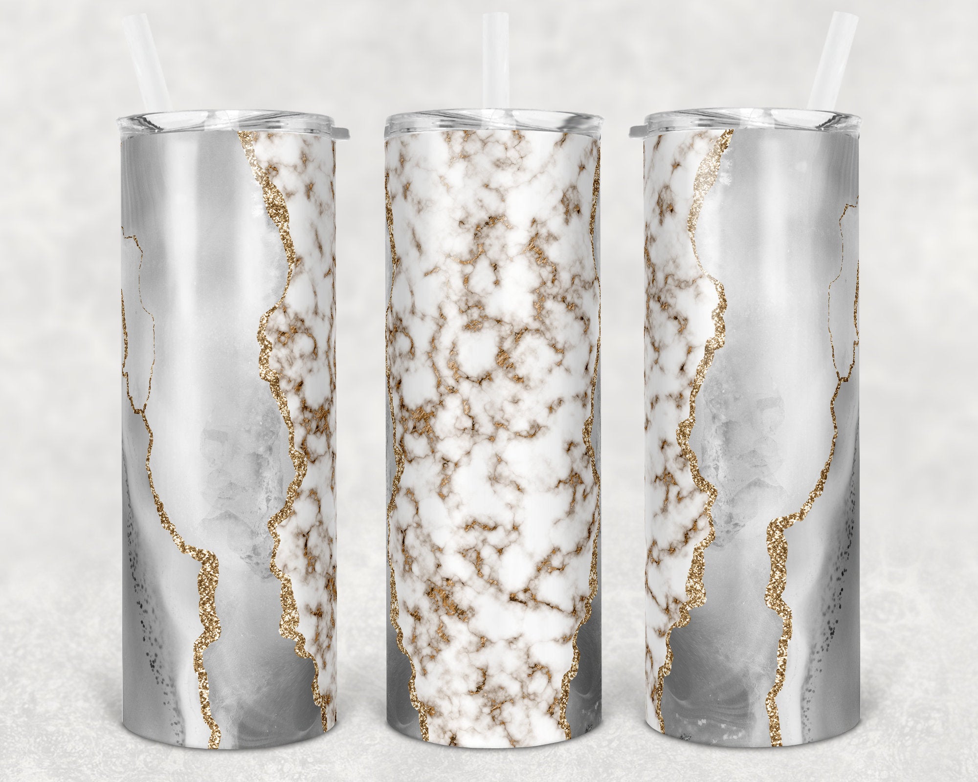 20 Oz Skinny Tumbler Marble And Gold Marble Design Tumblers 9a3is