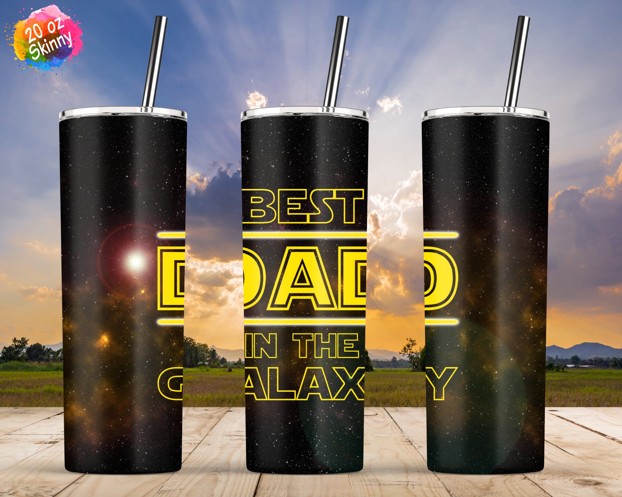 Best Dad In The Galaxy Dad Tumbler Wrap Father Day Gift 20oz Skinny Tumbler Wrap