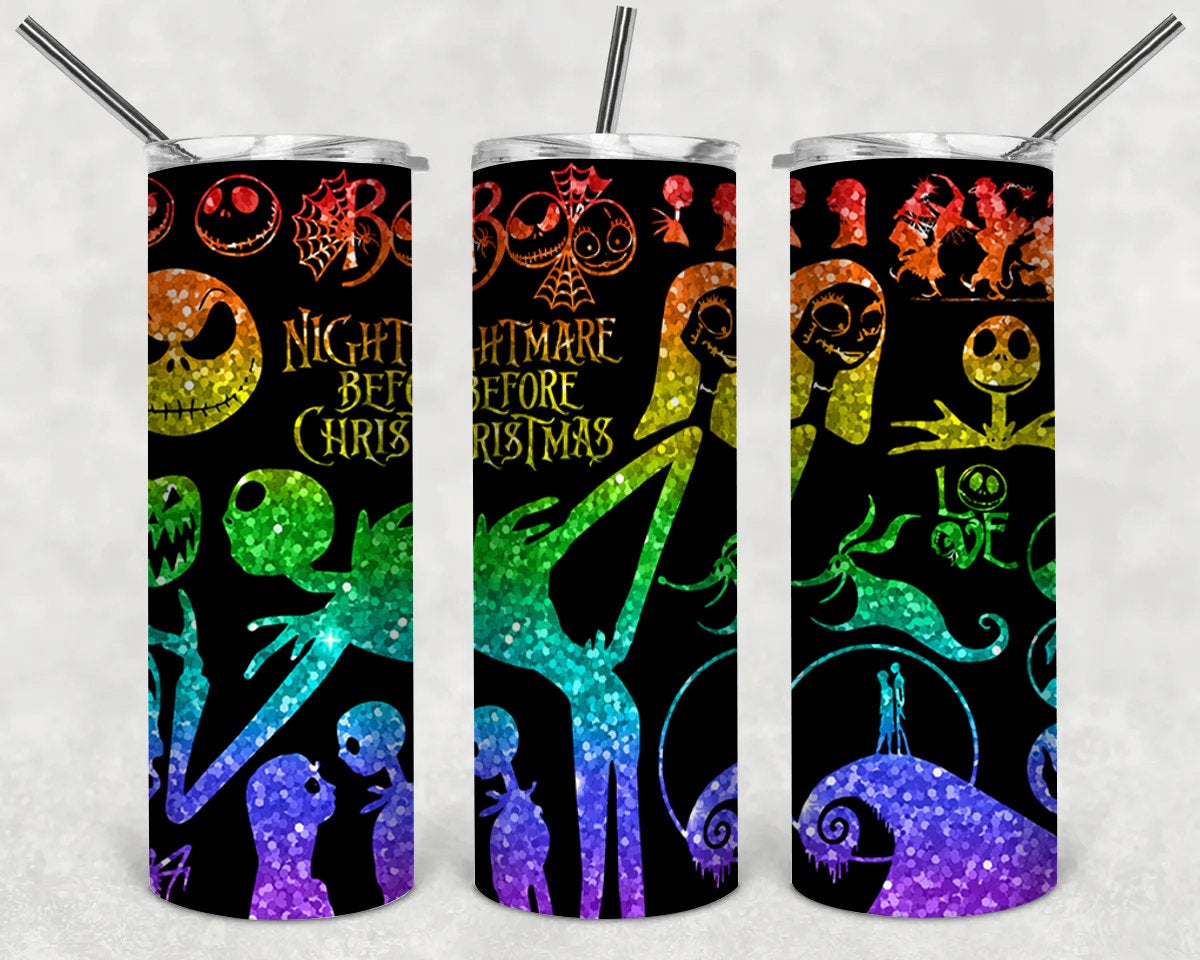 Nightmare Before Christmas Peekaboo Tumbler 2 File 20 Oz Skinny Tumbler Jack Skellingtonjack And Sally