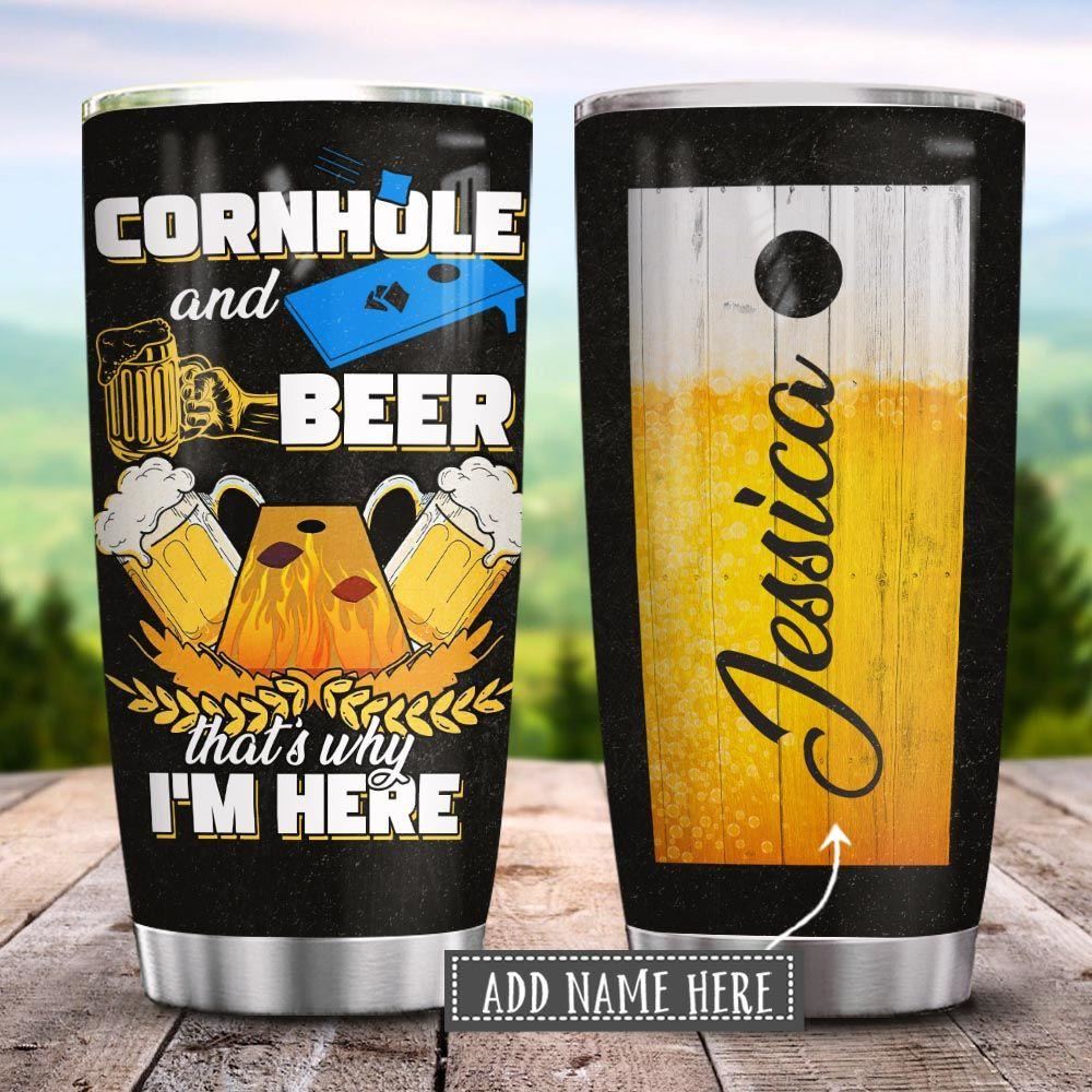 Cornhole And Beer Personalized Stainless Steel Tumbler