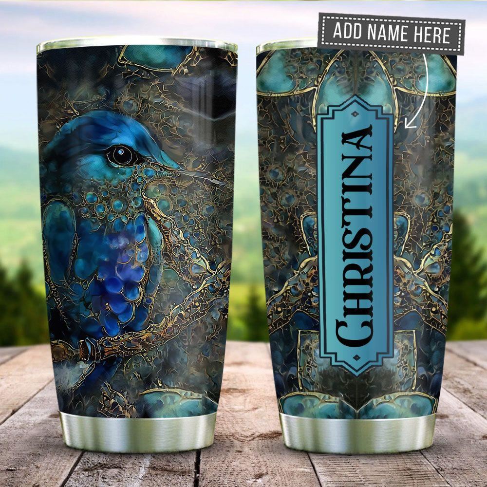 Abstract Art Hummingbird Personalized Stainless Steel Tumbler