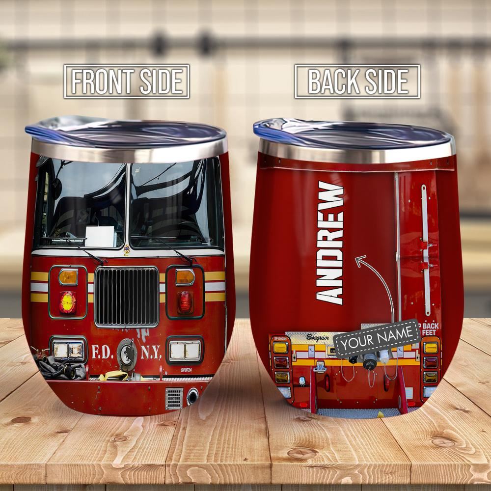 Fire Truck Wine Tumbler Gift For Firefighter Personalized – Wine Tumbler