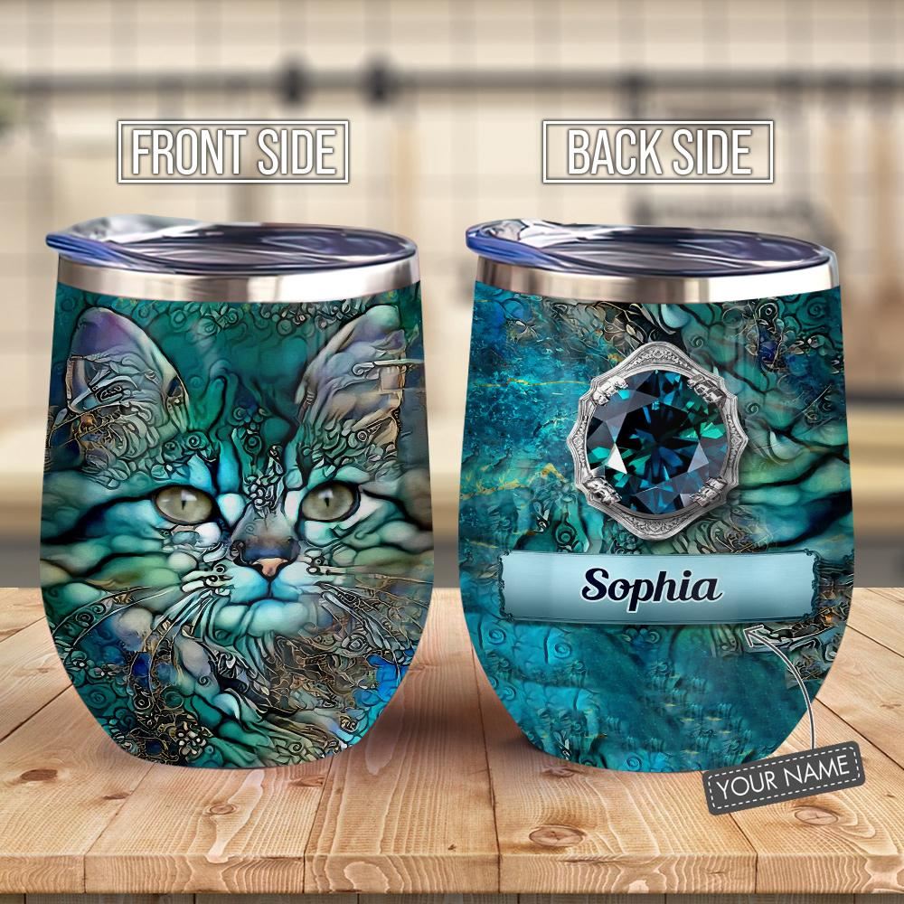 Glass Style Cat Lovers Wine Tumbler Cat Lovers Gifts Personalized – Wine Tumbler