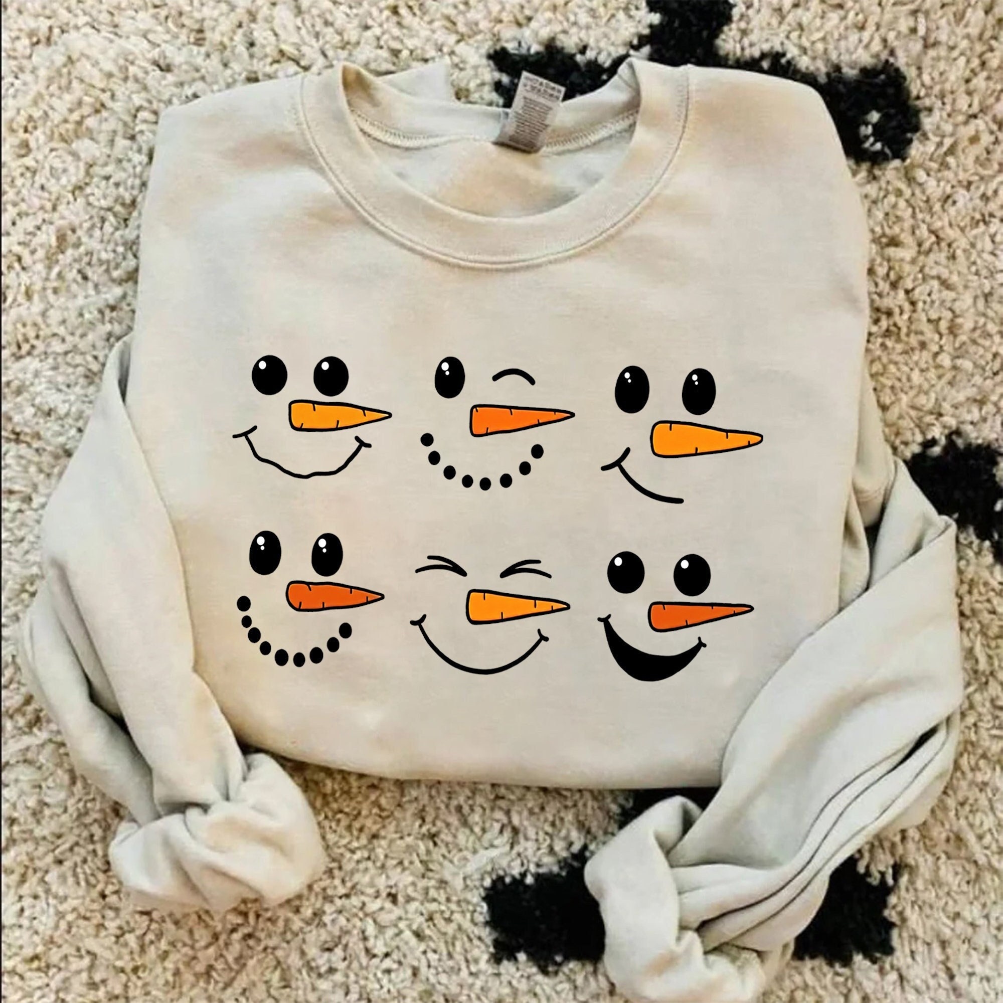 Snowman Face Christmas Sweatshirt Cute Snowman Sweater