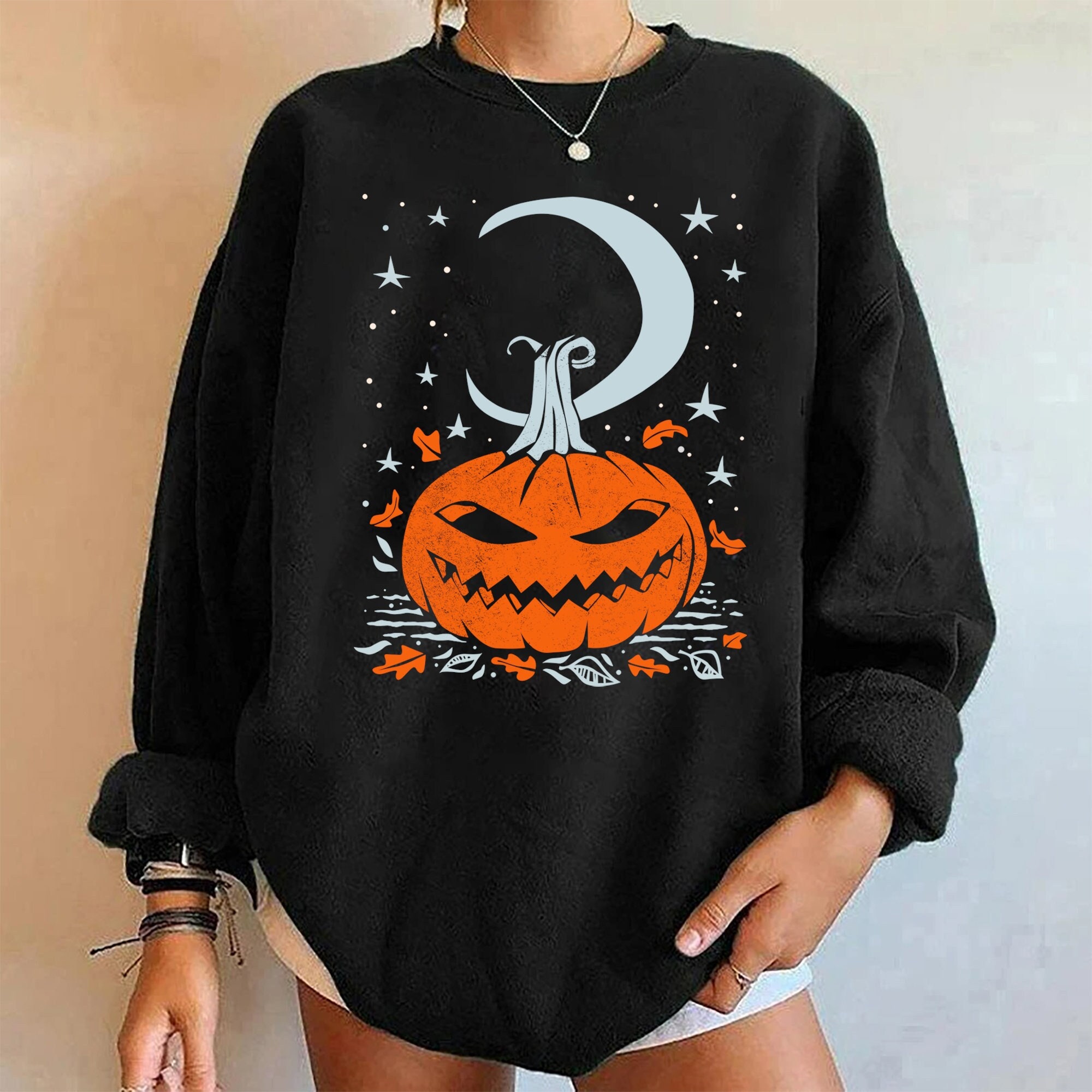 Vintage Halloween Pumpkin Sweatshirt Pumpkin Face Halloween