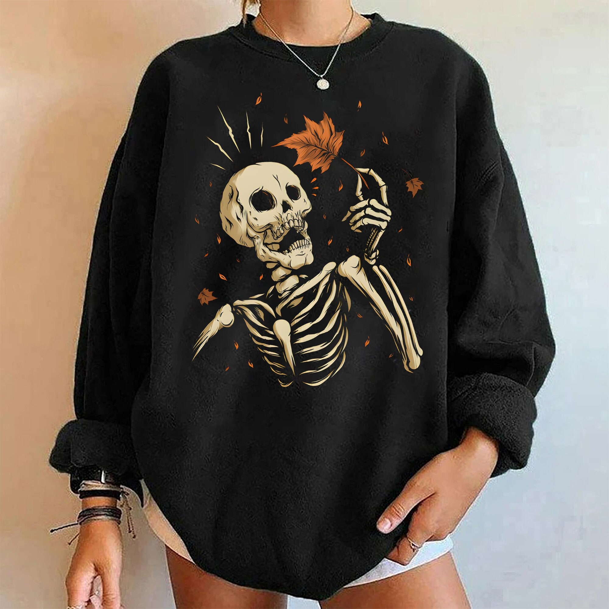 Vintage Skeleton Falls Sweatshirt Halloween Skeleton Shirt