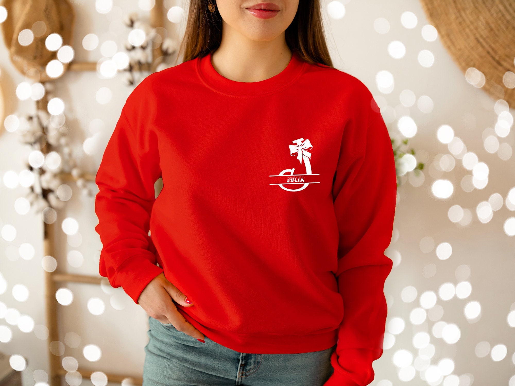 Personalized Family Christmas Sweatshirt Custom Candy Cane