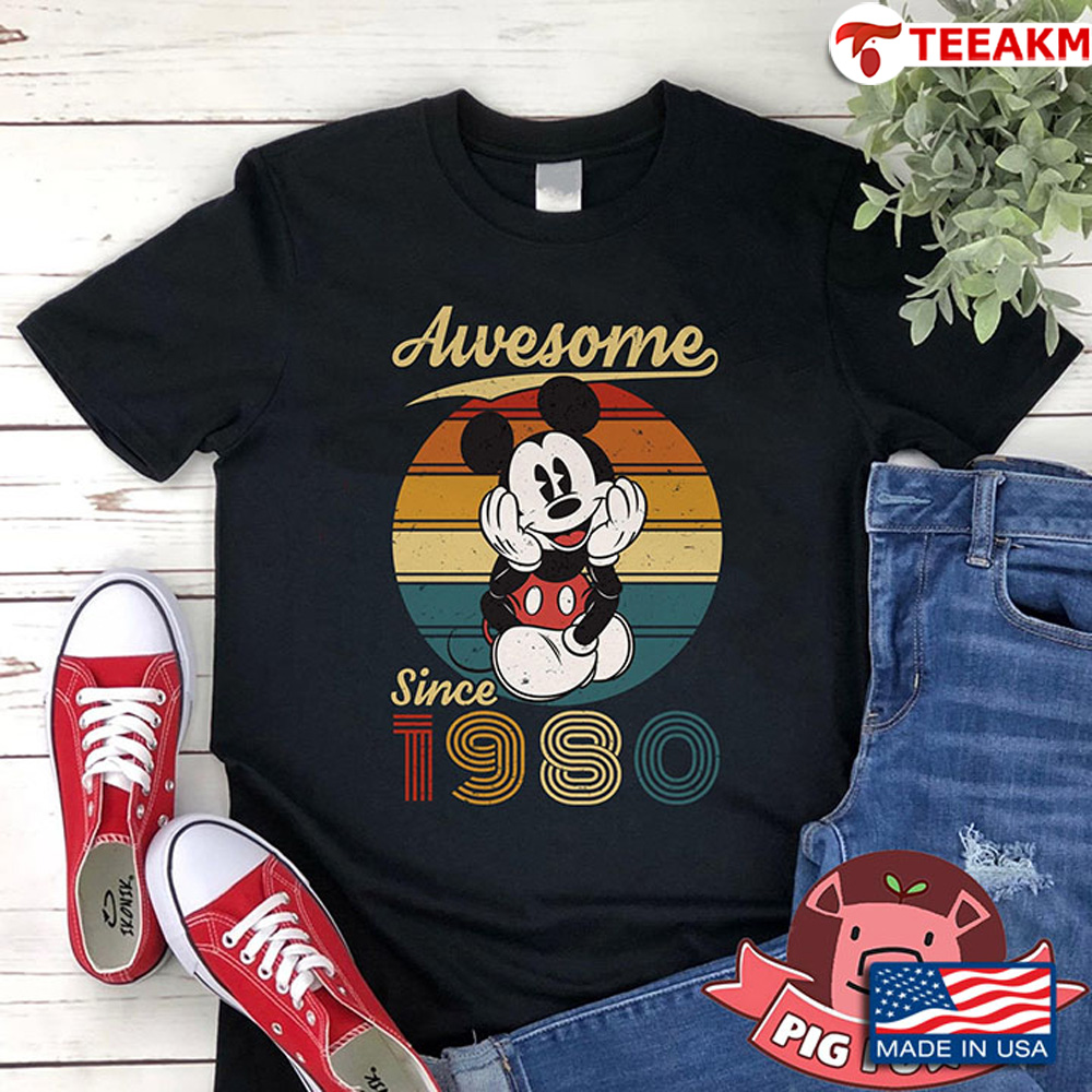 Awesome Since 1980 40th Birthday Mickey Mouse Unisex Tee